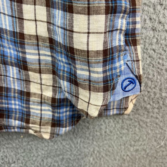 Hammer Made Men Plaid Long Sleeve Button Up Linen Shirt Size 38/15 - Picture 4 of 8